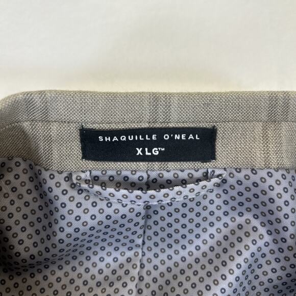 Shaquille O’Neal XLG Beige Plaid Suit Coat Blazer Jacket Size 50R Charity FS - Picture 2 of 7